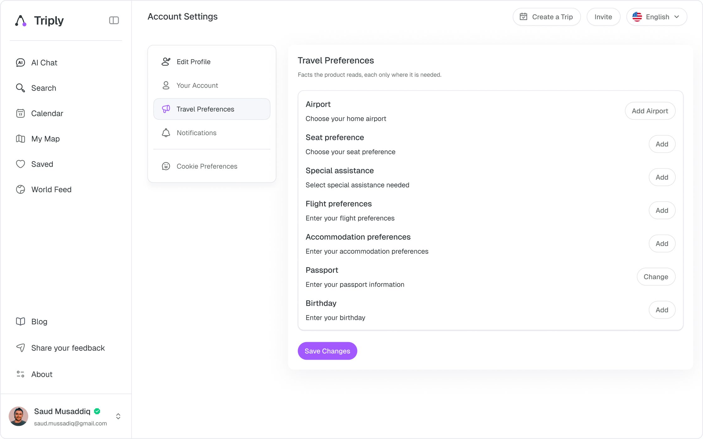 What the plan knows before you ask: preferences screen